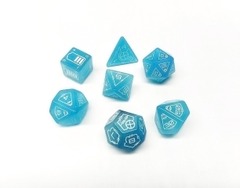 7 Piece Stone Dice Set - Power Up Light Blue